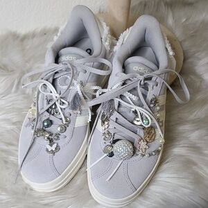 Adidas Women's Light Gray Embellished Sneakers